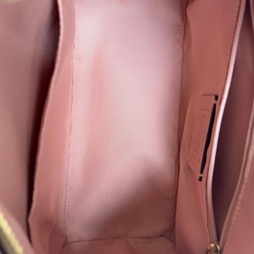Coach Rowan Satchel Brown Pink Signature Canvas Leather Bag J2198-83607